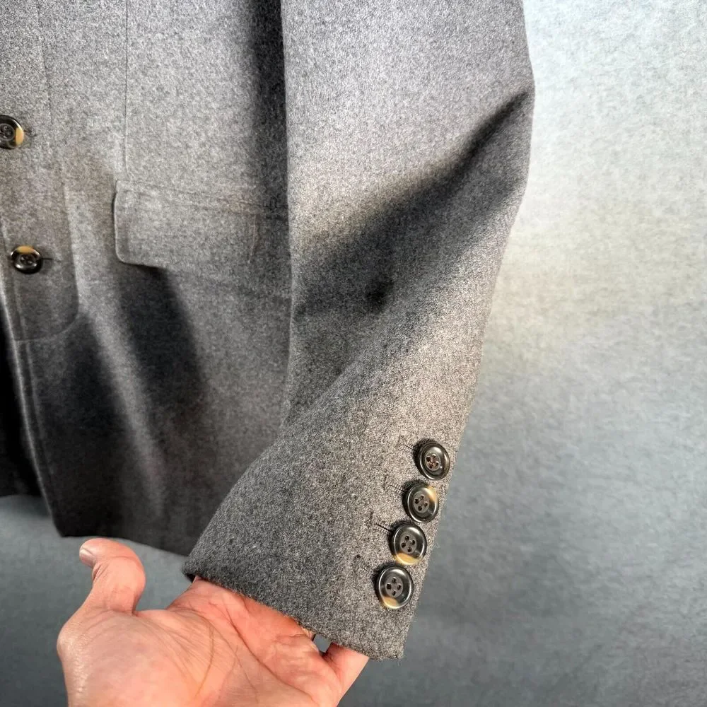 Tre Vero Wool Coat Men's XL Gray Inner Placket Front Notch Lapel Single Breasted